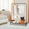 CostwayIndustrial Metal Garment Rack Heavy Duty Floor Cloth Rack w/ Shoe Storage Shelf